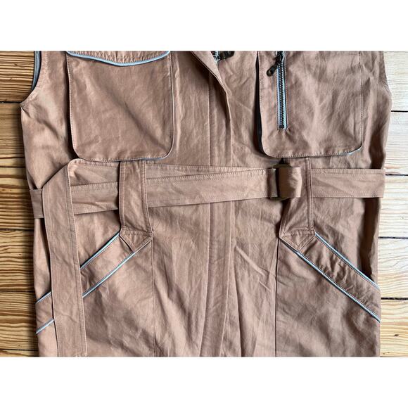 NWOT Chiu Min Chu Cognac Camel Color Tie Waist Four Pocket Safari Zip Dress - Picture 8 of 8